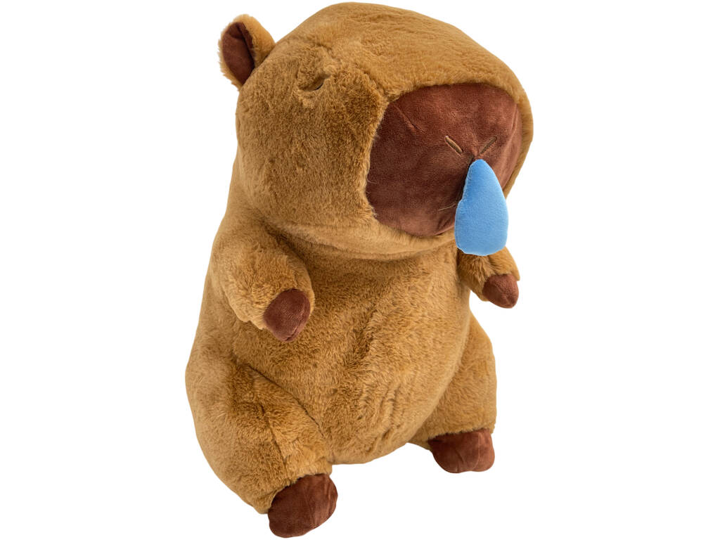 Peluche Capybara brun de 85 cm avec distemper