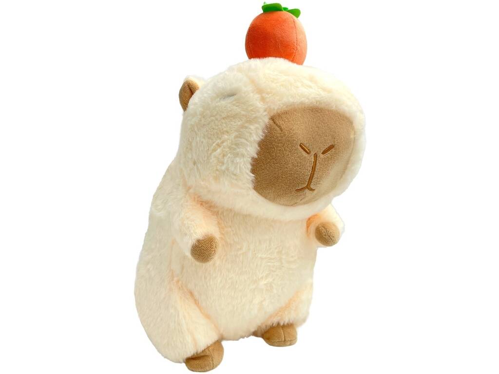 Peluche Capybara beige avec fruit, 33 cm