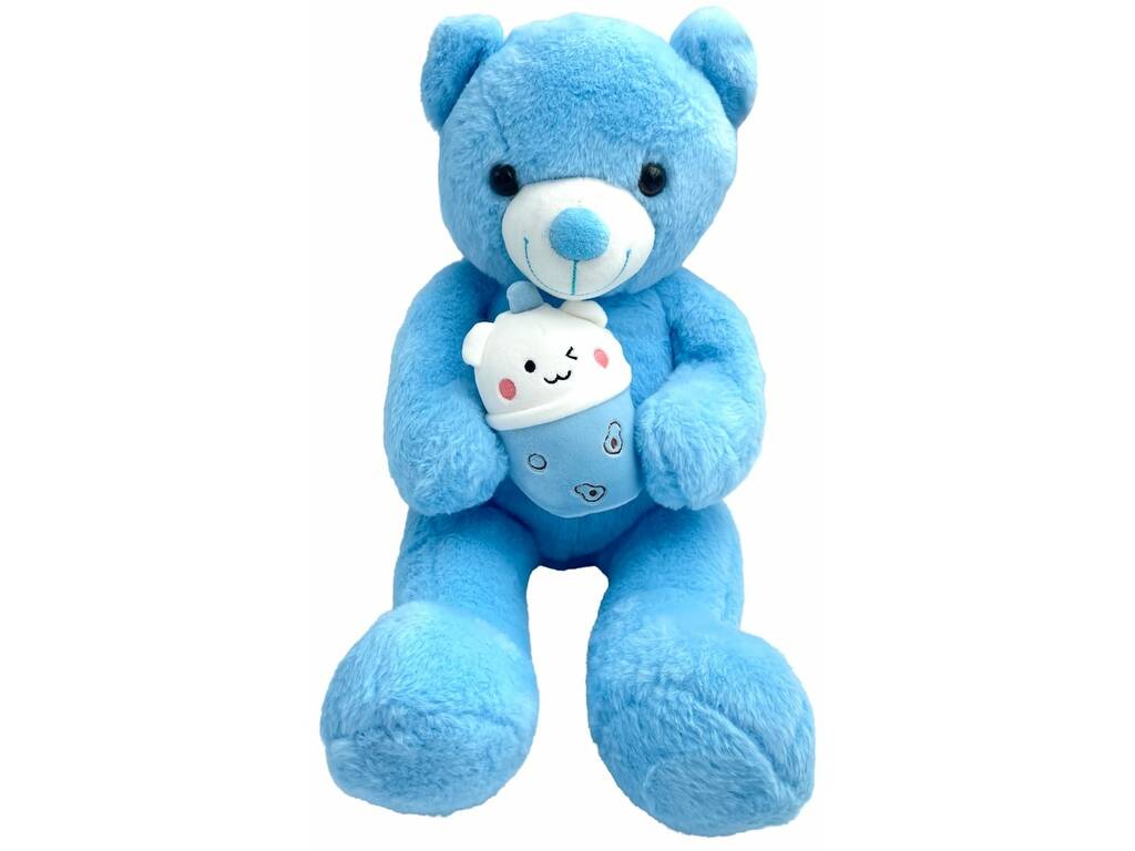 Peluche ours bleu avec verre de 60 cm