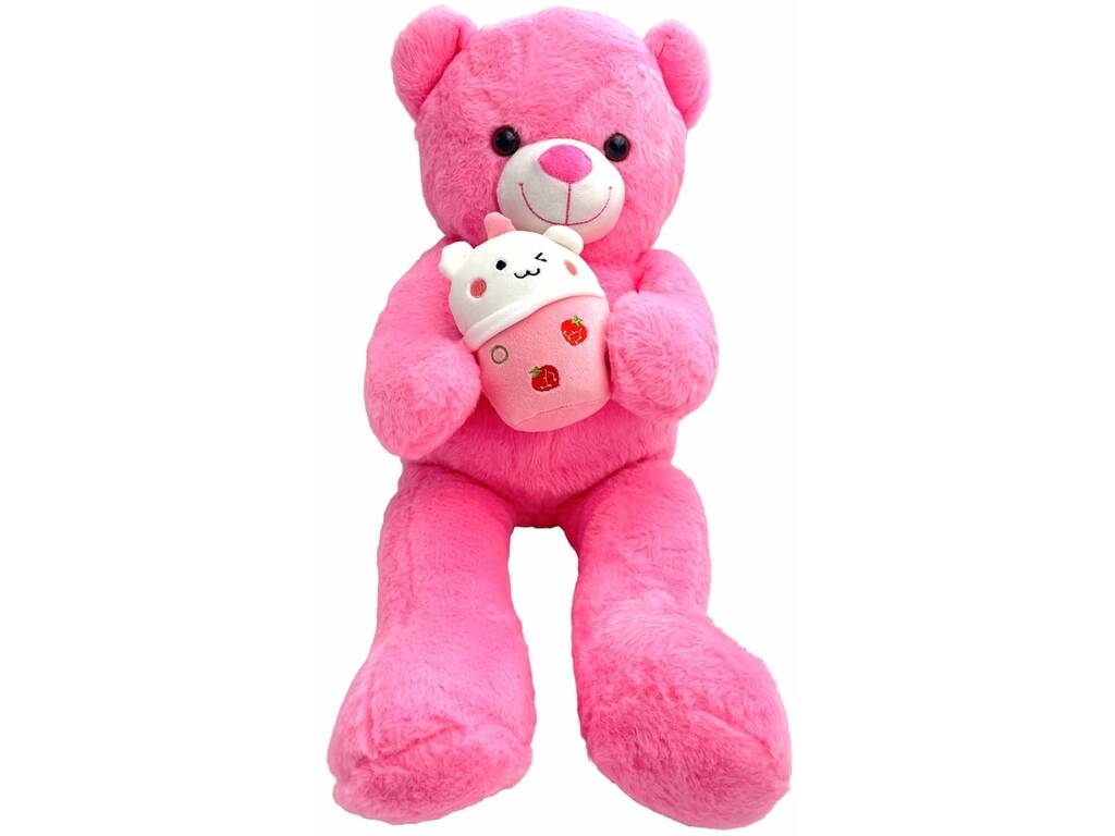 Peluche ours rose clair avec verre de 60 cm