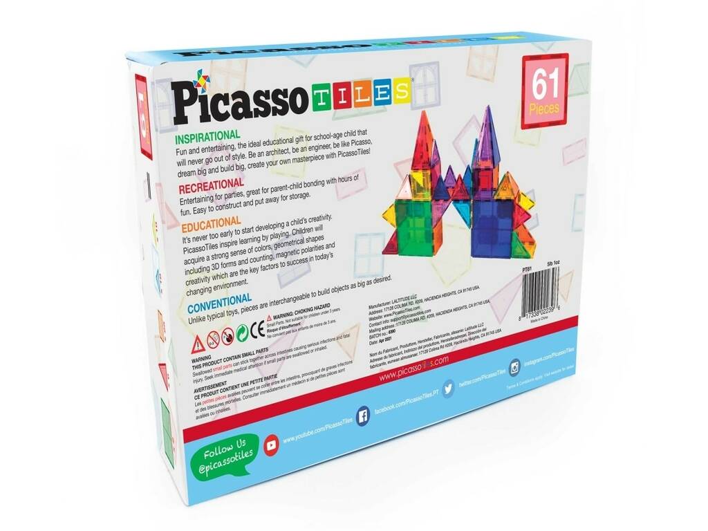 Picasso Tiles Créations magnétiques Pack de 61 pièces