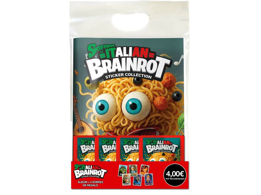 Italian Brainrot Sticker Collection Pack Album avec 4 Sachets