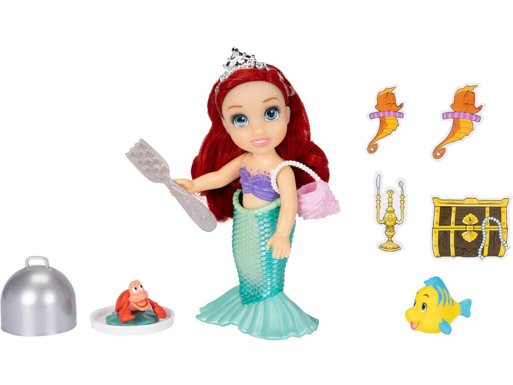 Disney Princess Boneca Ariel de 15 cm com Flounder e Sebastian