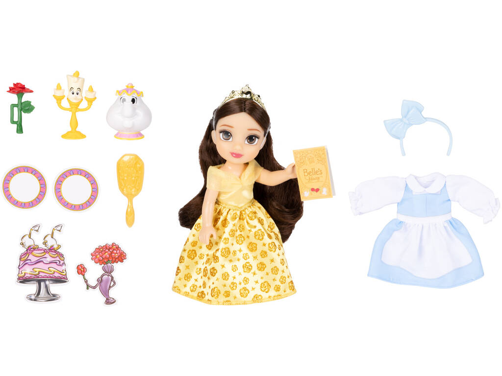 Disney Princess Boneca Bela de 15 cm com Mrs. Potts e Lumiere