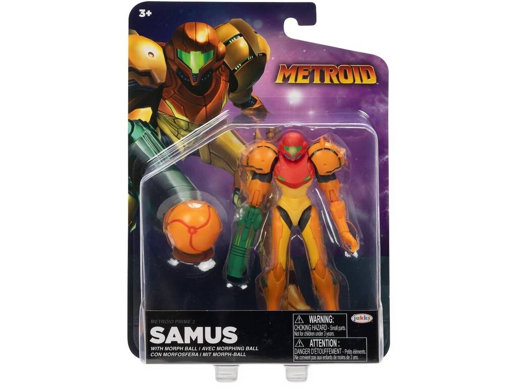 Metroid Figura Samus Laranja 12 cm com Morph Ball