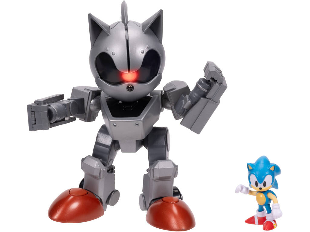 Sonic The Hedgehog Figura Sonic de 6 cm con Giant Mecha Sonic de 22 cm con Luz