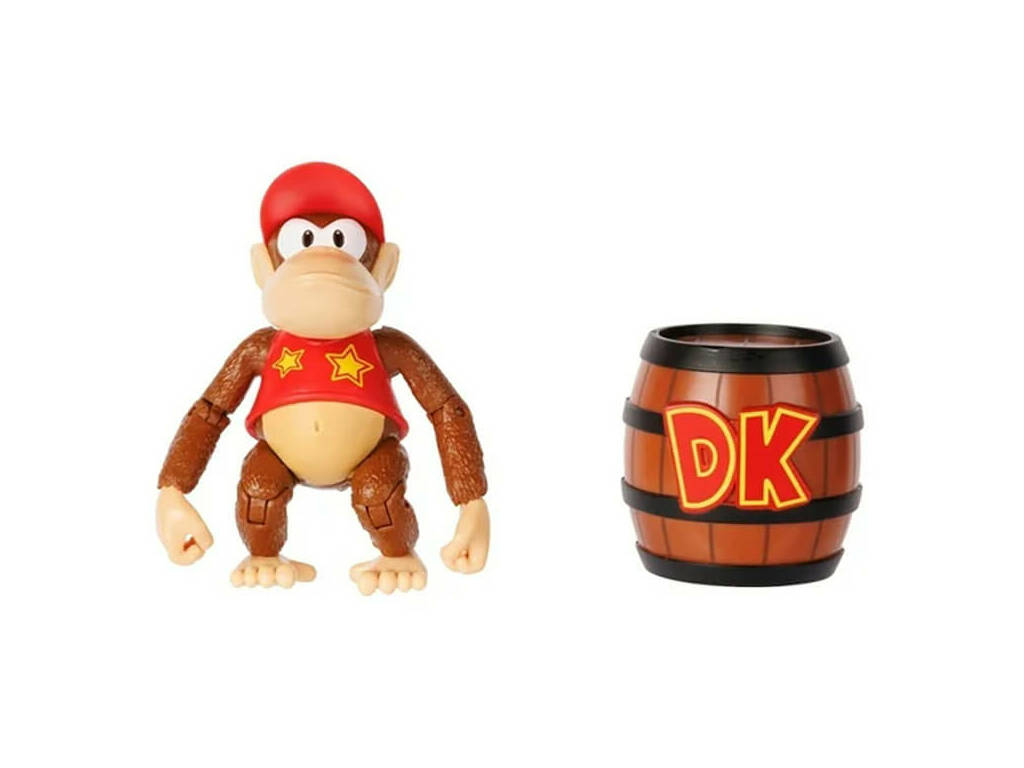 Donkey Kong Figurine Diddy Kong de 10 cm avec tonneau