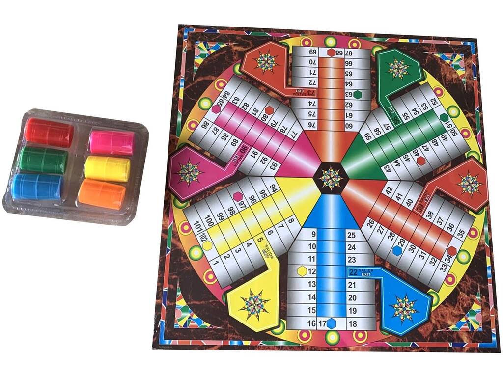 Parchís et Oca 2 en 1 pour 6 joueurs avec plateau en bois et accessoires