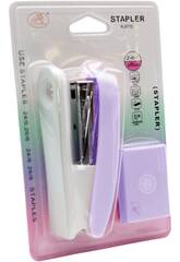 Conjunto de Papelaria Agrafador Roxo com Agrafos