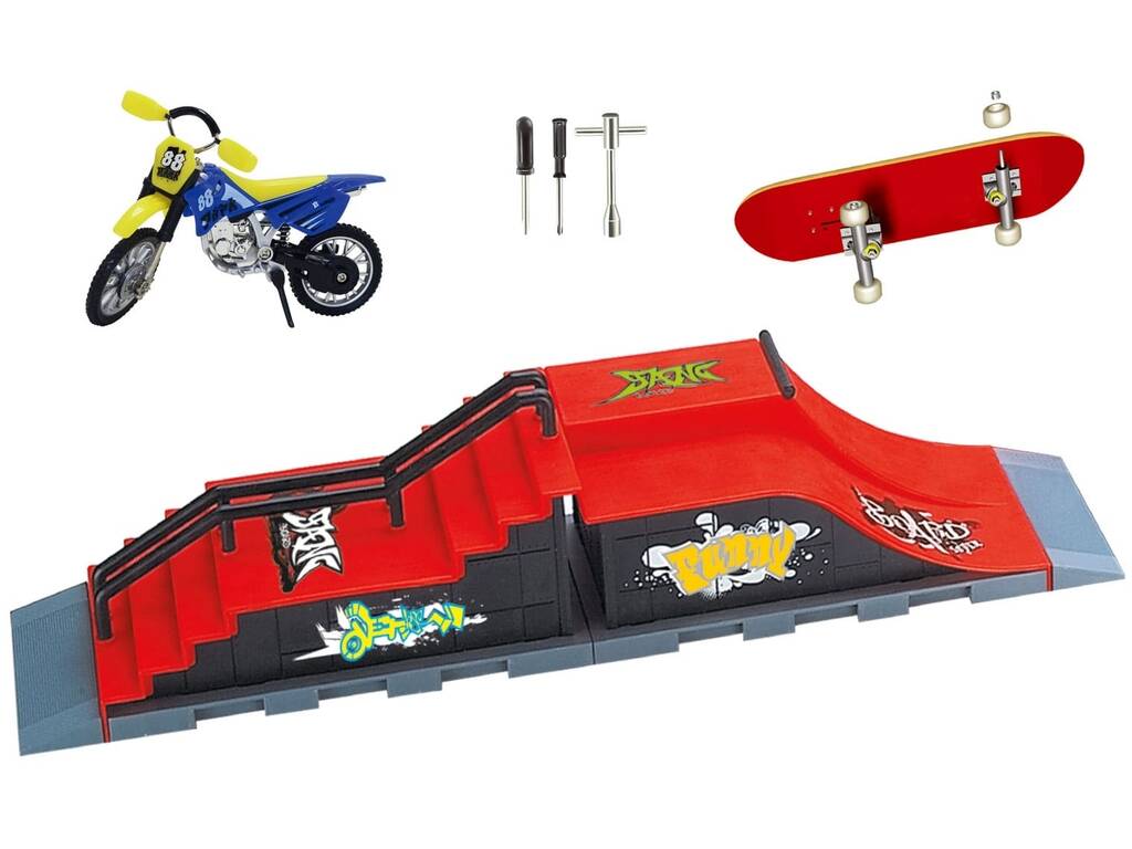 Finger Skate Rack Conjunto 6 Skates com Expositor de Madeira