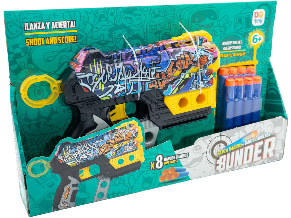 Bunder Lance-fléchettes Graffiti avec 8 fléchettes