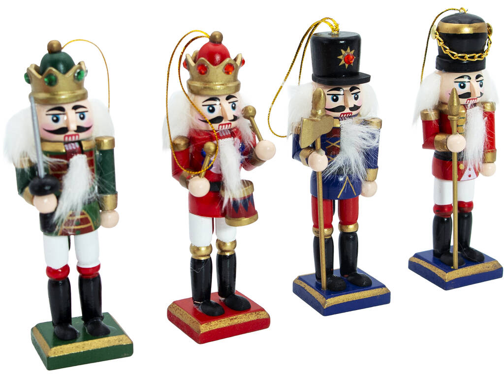 Décoration de Noël Set de 4 soldats casse-noisettes en bois de 13 cm