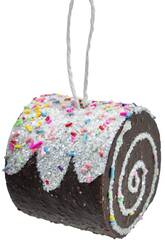 Décoration de Noël marron pastel avec confettis, 6 x 6 cm