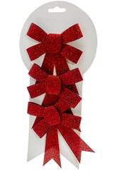 Décoration de Noël, lot de 3 nœuds rouges de 13 x 9 cm
