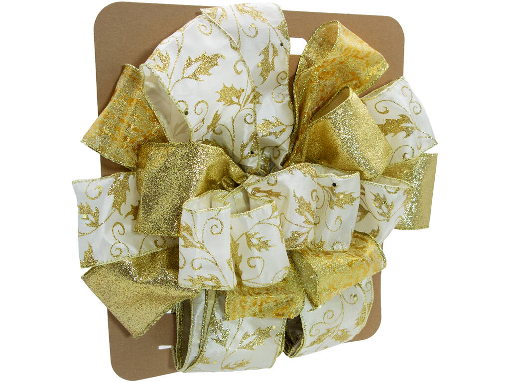 Décoration de Noël Ruban de Noël doré et crème 30 x 30 cm