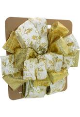 Décoration de Noël Ruban de Noël doré et crème 30 x 30 cm