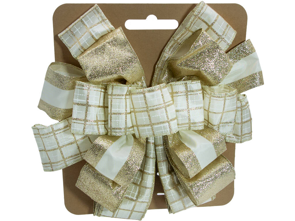 Décoration de Noël Ruban de Noël Crème et Or 30 x 30 cm