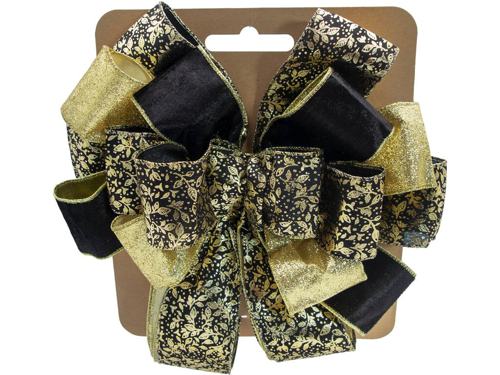 Décoration de Noël Ruban de Noël noir et doré 30 x 30 cm