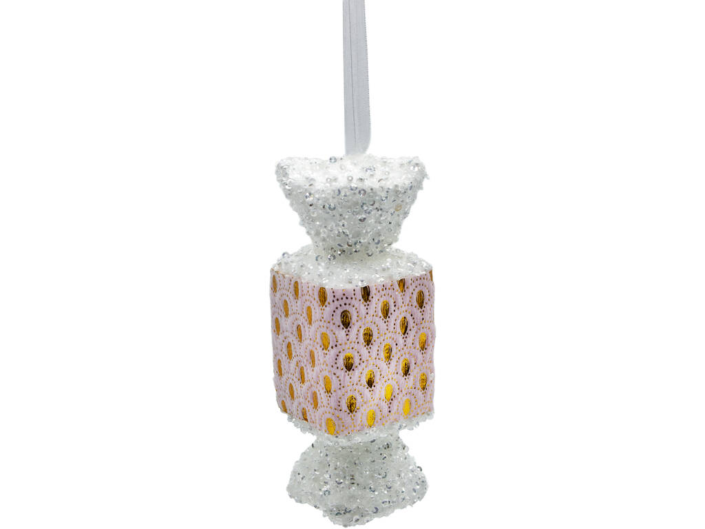 Décoration de Noël rose et dorée de 14 x 5 cm