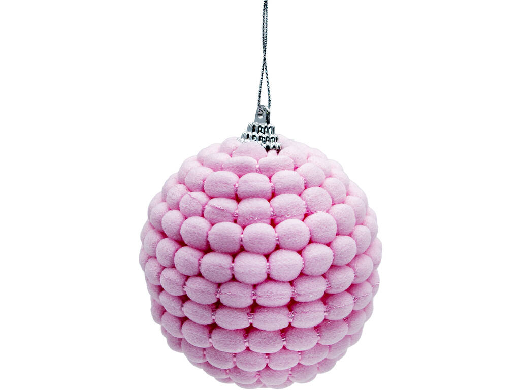 Décoration de Noël Boule rose Pom Pom de 8 cm
