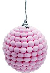 Ornamento Natalício Bola Rosa Pom Pom de 8 cm