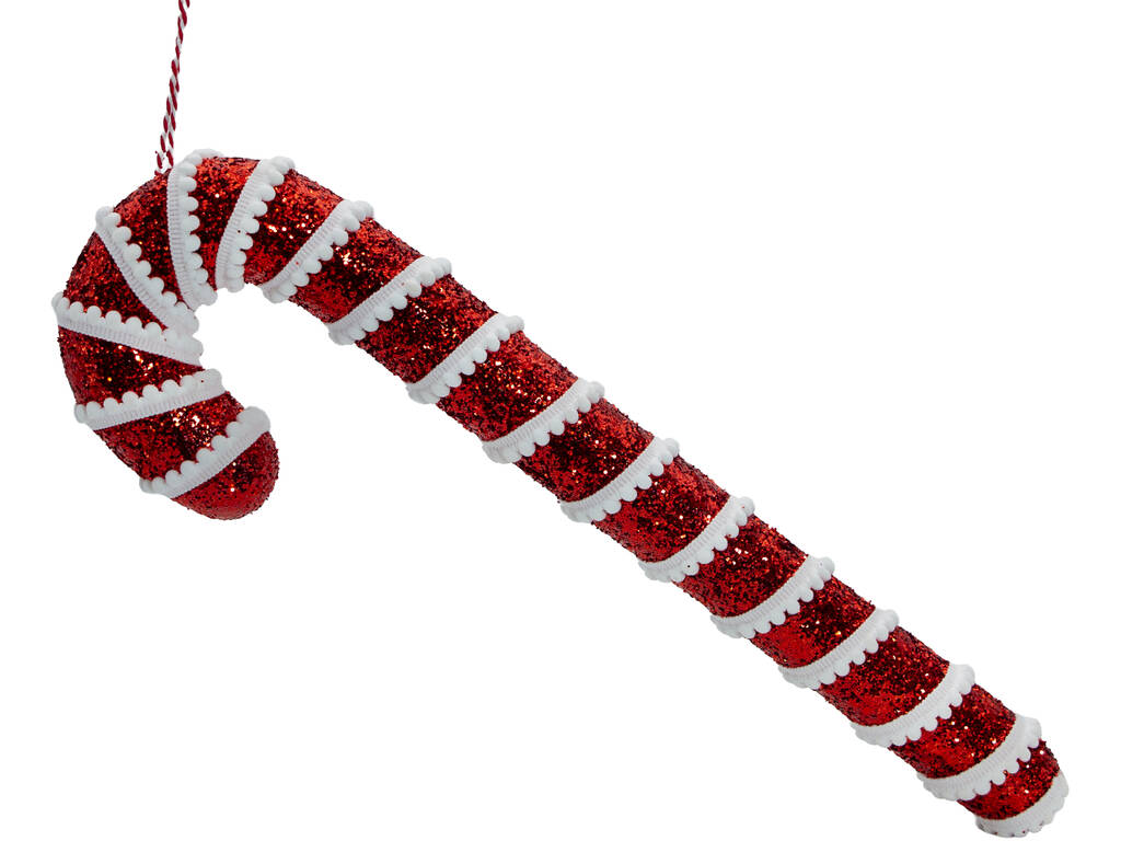Décoration de Noël Canne à sucre rouge brillant de 47 cm