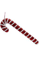 Décoration de Noël Canne à sucre rouge brillant de 47 cm