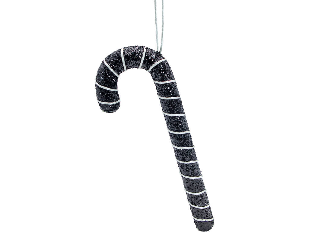 Décoration de Noël Canne à sucre noire brillante de 30 cm