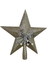 Décoration de Noël Étoile d'arbre argentée brillante de 23 cm