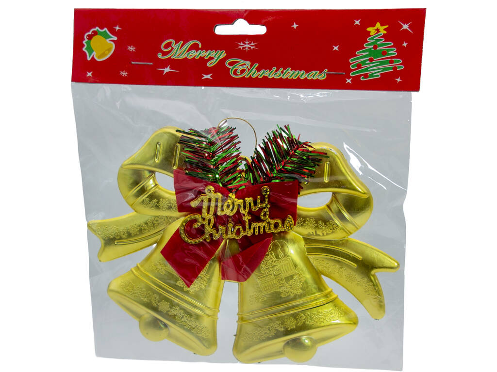 Décoration de Noël Clochettes dorées Merry Christmas 14 x 19,5 cm