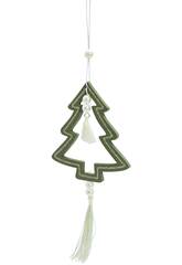 Enfeite Natalício Árvore de Natal Verde com Pérolas de 11x10 cm