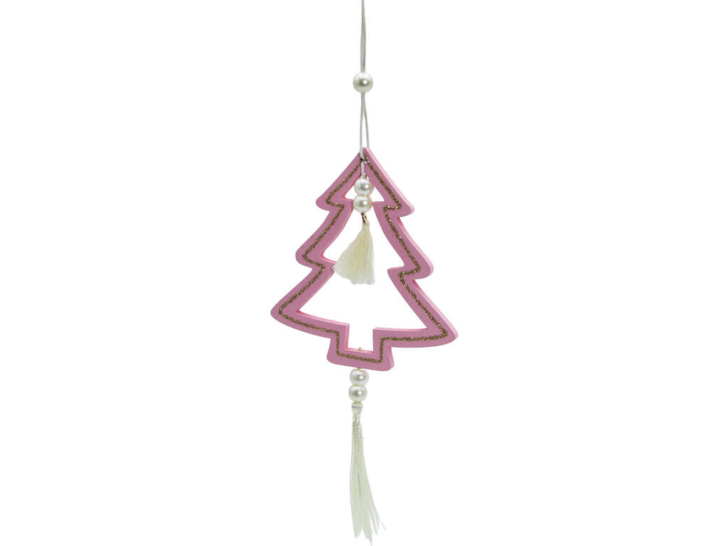 Décoration de Noël Sapin de Noël rose avec perles, 11 x 10 cm