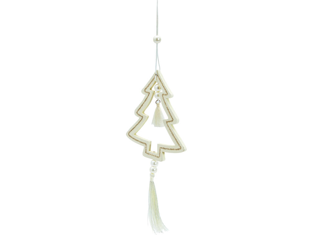 Décoration de Noël Sapin blanc avec perles 11 x 10 cm