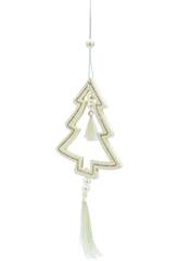 Décoration de Noël Sapin blanc avec perles 11 x 10 cm