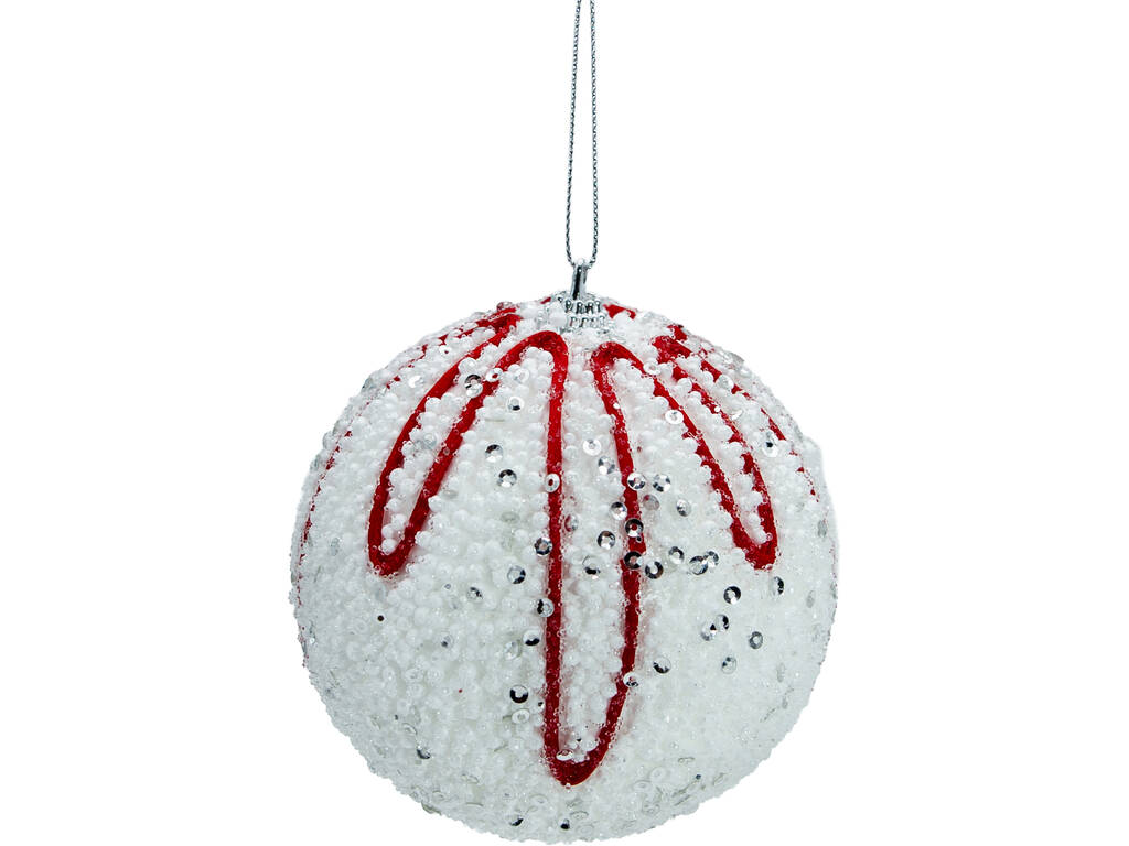 Décoration de Noël boule blanche et rouge de 10 cm