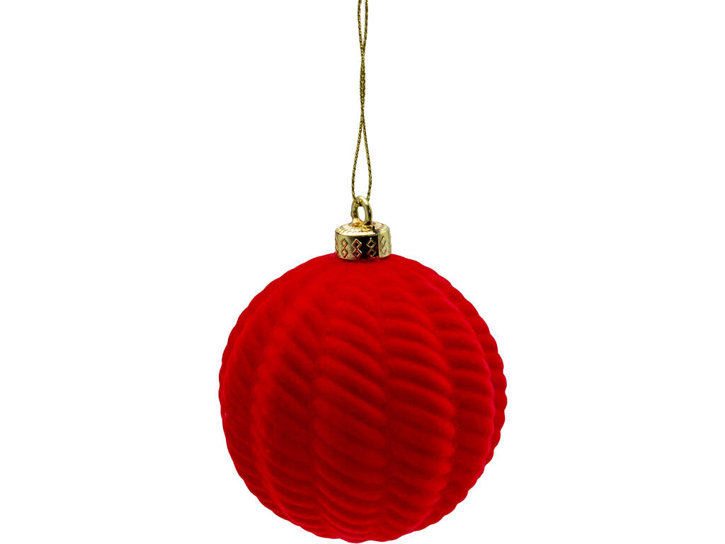 Décoration de Noël Boule rouge en velours de 8 cm
