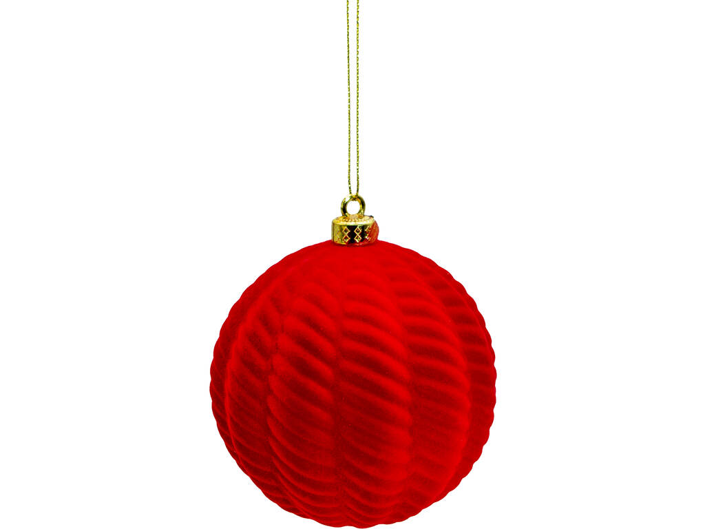 Décoration de Noël Boule rouge en velours de 10 cm