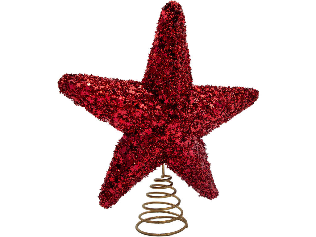 Décoration de Noël Étoile pour le sommet du sapin de Noël rouge, 19 x 19 cm