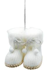 Décoration de Noël Chaussures blanches pour sapin de Noël 7 x 8 cm