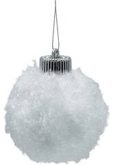 Ornamento Natalício Bola Branca Peluda de 8 cm