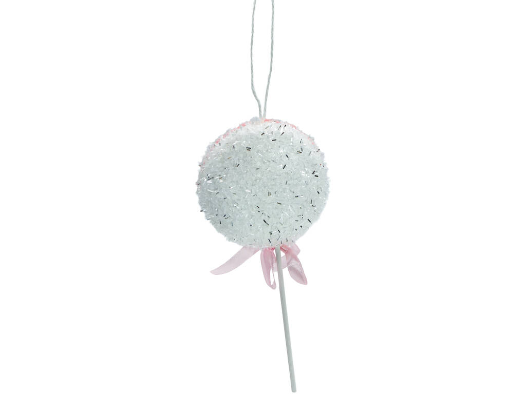 Décoration de Noël Caramel mousse avec bâtonnet 10x25 Rose et blanc