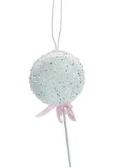 Décoration de Noël Caramel mousse avec bâtonnet 10x25 Rose et blanc