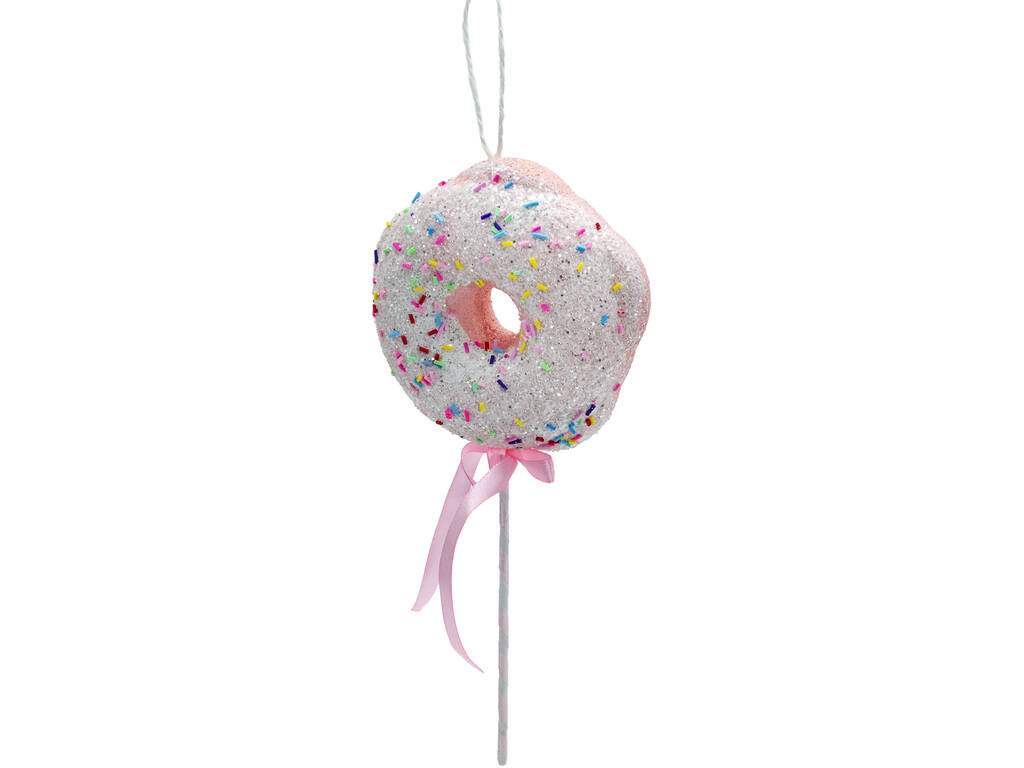 Décoration de Noël Donut rose avec bâtonnet 27 x 11 cm