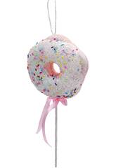 Décoration de Noël Donut rose avec bâtonnet 27 x 11 cm