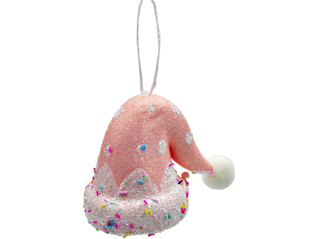 Décoration de Noël Bonnet de Père Noël rose avec confettis, 10 x 13 cm