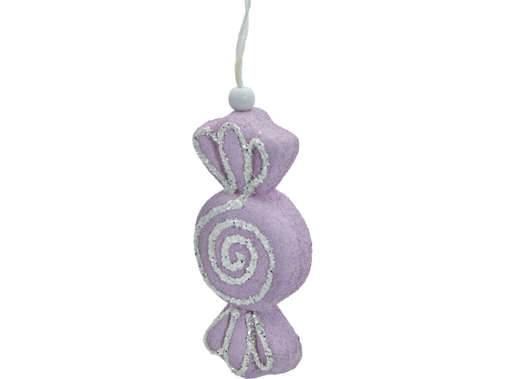 Décoration de Noël Bonbon rose brillant de 14 x 6 cm