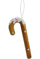 Enfeite Natalício Bengala Biscoito de Gengibre com Confetes de 20 cm