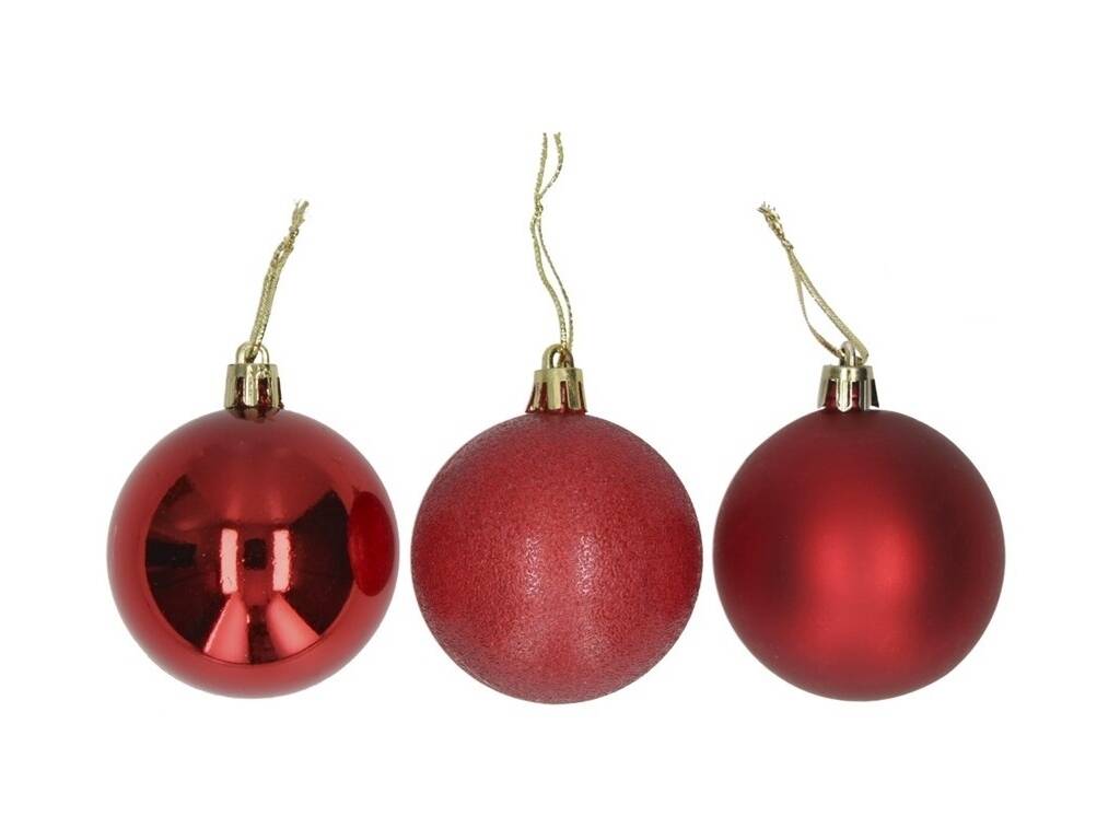 Décoration de Noël Boîte de 12 boules de Noël assorties de couleur rouge, 6 cm