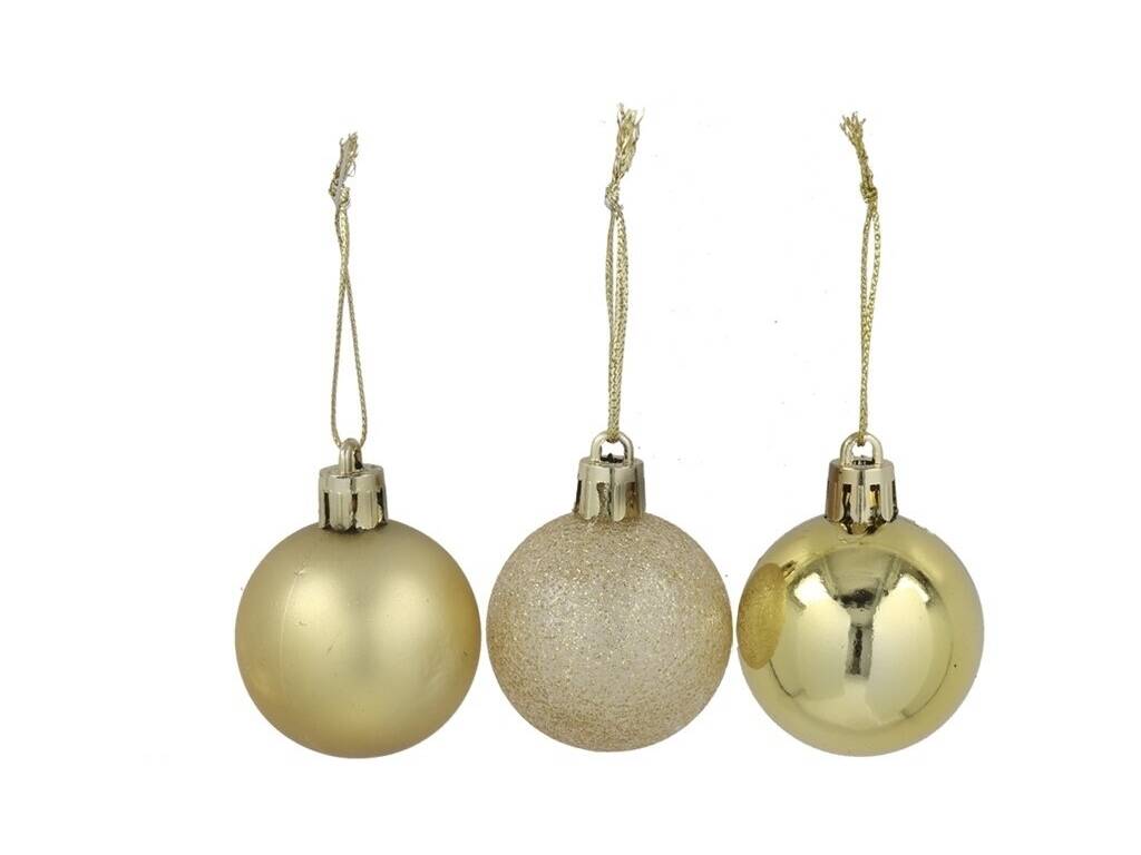 Décoration de Noël Boîte de 16 boules de Noël assorties couleur dorée de 5 cm