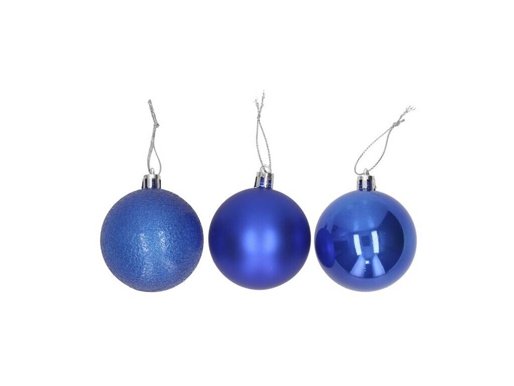 Décoration de Noël Boîte de 16 boules de Noël assorties de couleur bleue, 5 cm